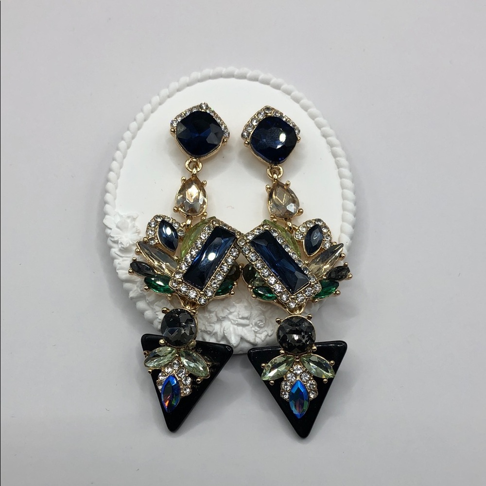 Gemma Layne Bejeweled Sparkling Formal Evening Bridal Party Statement Earrings.